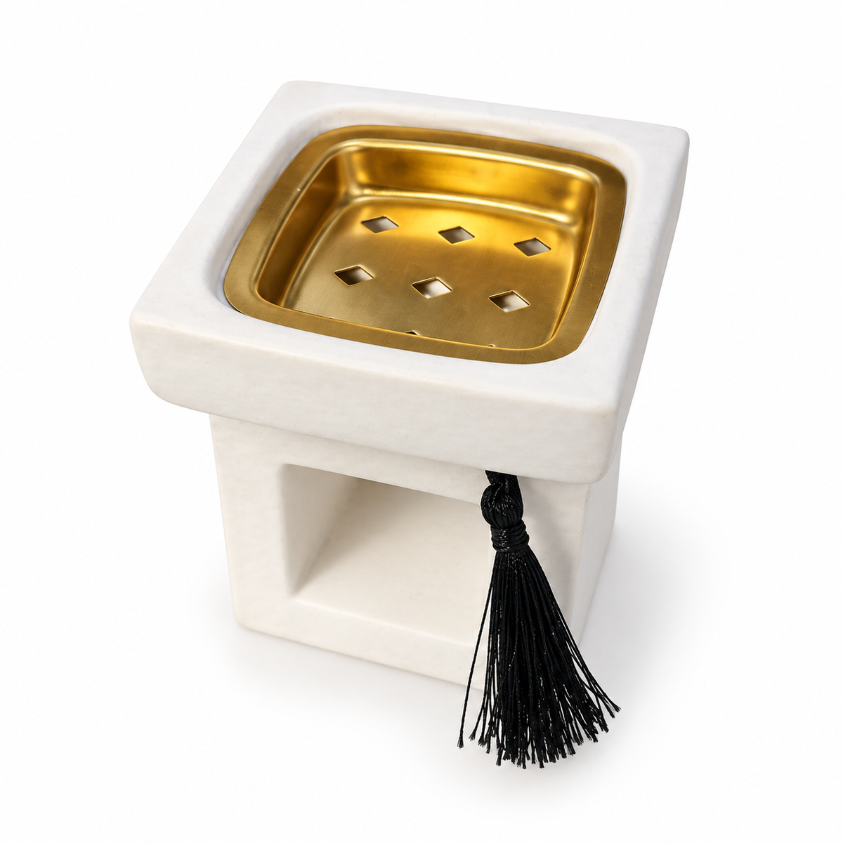 ENCENSOIR CERAMIQUE BLANC - FORME CARREE